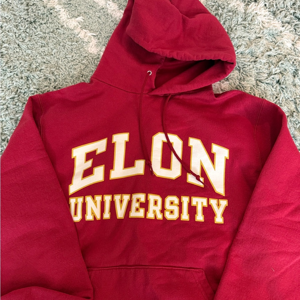 Champion Red Elon University Hoodie Size Small